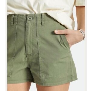 Brixton Womens High Waisted Utility Shorts Olive Green Khaki Size 24 Cotton